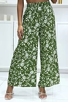 Pantalon palazzo plissé vert motif fleuris très tendance|12,25 €|OKKO MODE