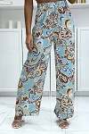 Pantalon palazzo avec sublime motif bleu canard|6,00 €|OKKO MODE