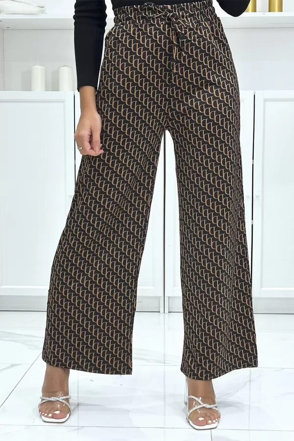 Pantalon palazzo moti D marron et noir inspiration de marque |10,50 €|OKKO MODE