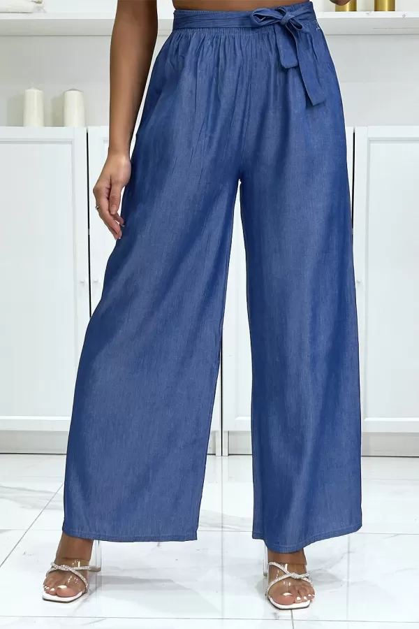 Pantalon palazzo couleur bleu jeans|12,25 €|OKKO MODE