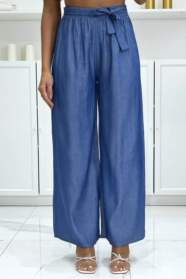 Pantalon palazzo couleur bleu jeans|8,17 €|OKKO MODE