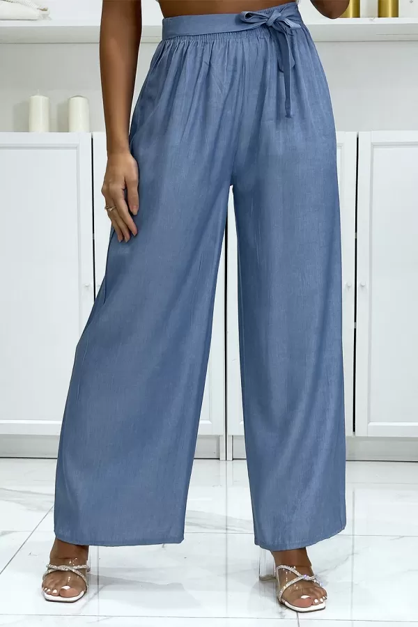 Pantalon palazzo couleur jeans bleu ciel|12,25 €|OKKO MODE