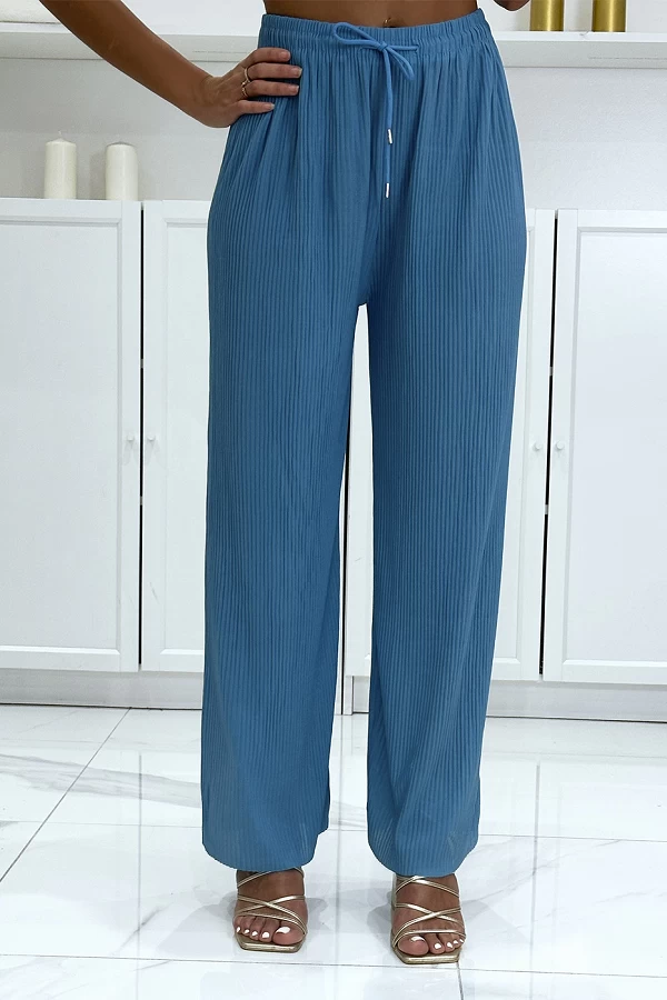 Pantalon palazzo bleu plissé très tendance|10,50 €|OKKO MODE