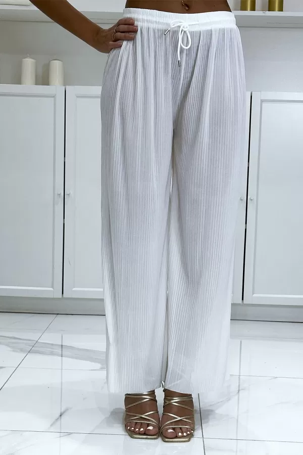 Pantalon palazzo blanc plissé très tendance|10,50 €|OKKO MODE