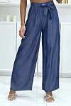 Pantalon palazzo couleur jeans bleu marine|12,25 €|OKKO MODE