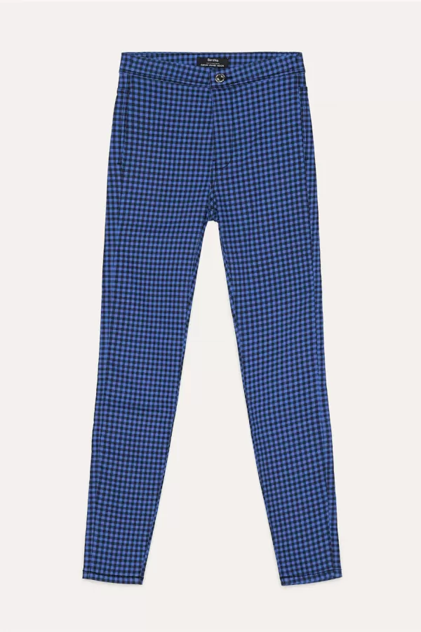 Jeggings bleu à carreaux avec poches arrières|5,25 €|OKKO MODE