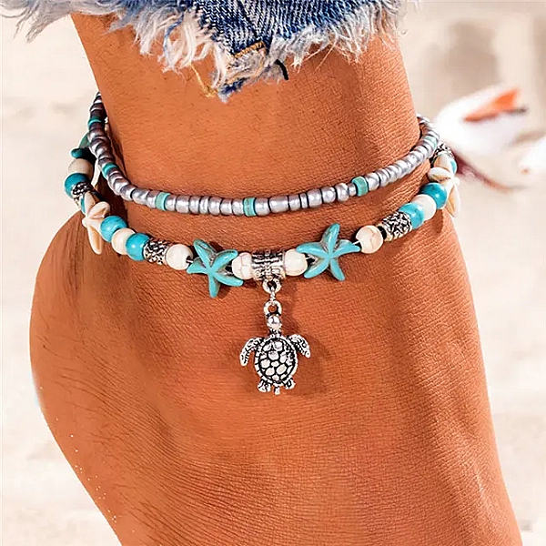 Bracelets de cheville Vintage en perles de coquille de tortue de mer|3,19 €|OKKO MODE