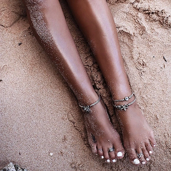 Bracelet de cheville vintage pour femme, bijoux de pied, perles faites à la main OKKO MODE