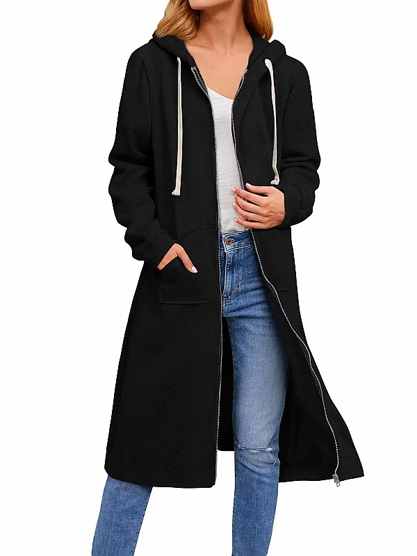 Sweats à capuche zippés pour femmes avec poches, sweat-shirt long automne hiver|25,32 €|OKKO MODE