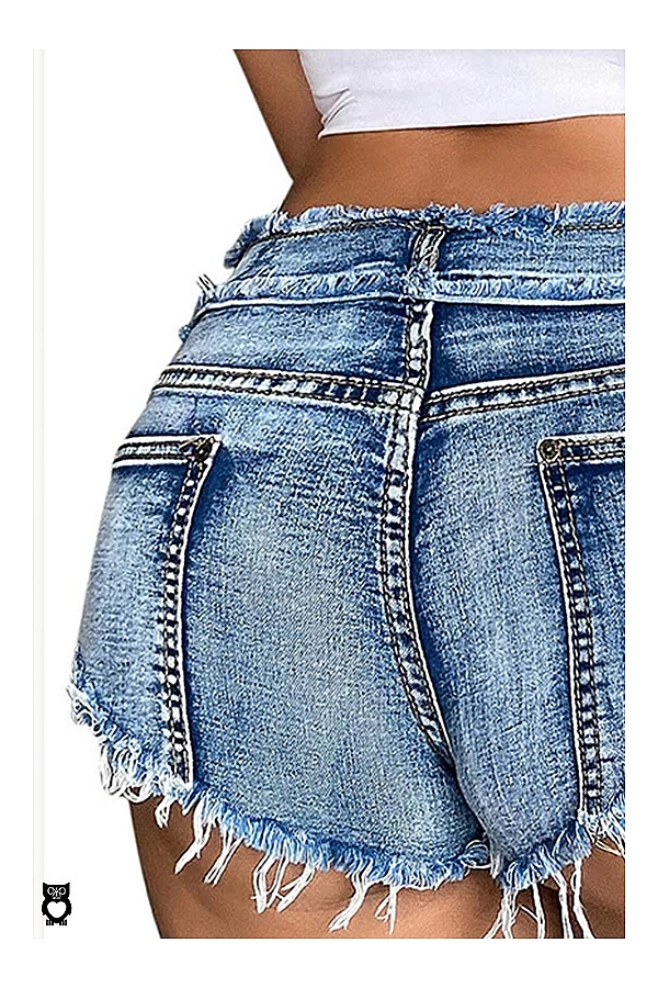 Short en jean bleu pour femme sexy, braguette boutonnée|20,75 €|OKKO MODE