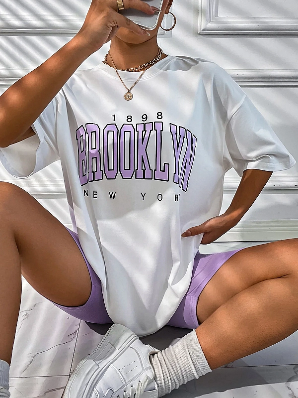 T-shirt, crop-top noir et blanc imprimé Brooklyn York|13,13 €|OKKO MODE