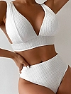 Maillot de bain blanc imprimé pour femmes, bikini, sexy, taille haute, baigneuses, vêtements de plage, 2024