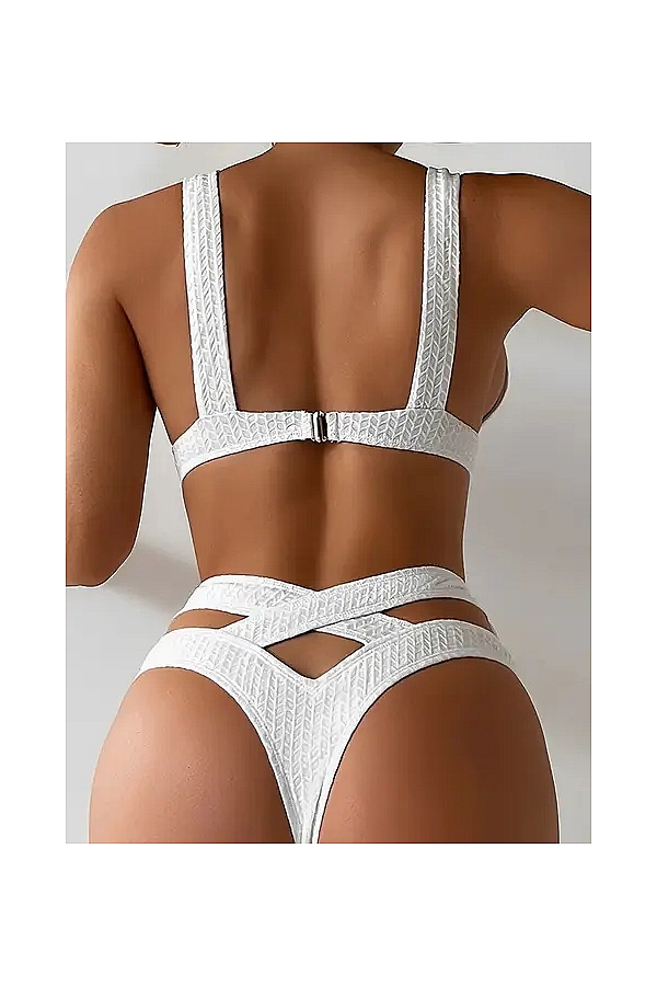 Maillot de bain blanc imprimé pour femmes, bikini, sexy, taille haute, baigneuses, vêtements de plage, 2024|30,39 €|OKKO MODE