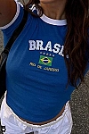 T-shirt à Manches Courtes Femme, Brésilien bleu ou jaune|13,97 €|OKKO MODE