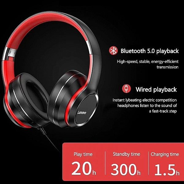 Les écouteurs LENOVO Bluetooth sont pliables, sans fil, sans fil, pour ordinateur|6,61 €|OKKO MODE