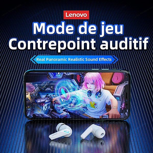 Lenovo Écouteurs sans Fil, Casque D'écoute Bluetooth, Oreillettes à Faible Latence, Appel HD, Double Mode, Casque de Jeu|203,60 €|OKKO MODE