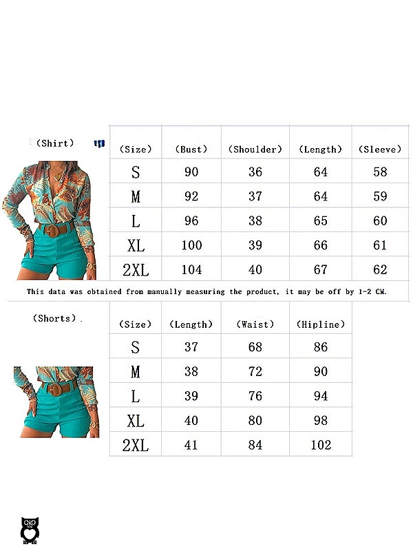 Ensembles de plage 2 pièces femme, motif floral, manches longues, chemise et short assortis|30,41 €|OKKO MODE