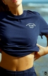 T-shirt manches courtes bleu femme col rond Top en coton avec lettres imprimées mode 2024|14,74 €|OKKO MODE