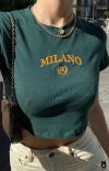 OKKO MODE|T-shirt manches courtes col rond femme, Haut estival et sexy, Crop top avec lettres brodées été 2024