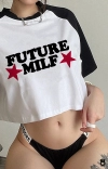 OKKO MODE|T-shirt manches courtes femme, Top femmes streetwear, Haut estival imprimé Future Milf mode fille 2024