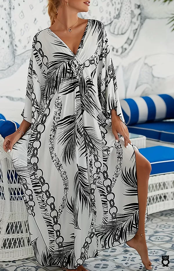 Robe de plage décontractée à motifs pour femmes, Paréo sexy, vêtements d'été fendus sur le côté collection 2024|29,01 €|OKKO MODE