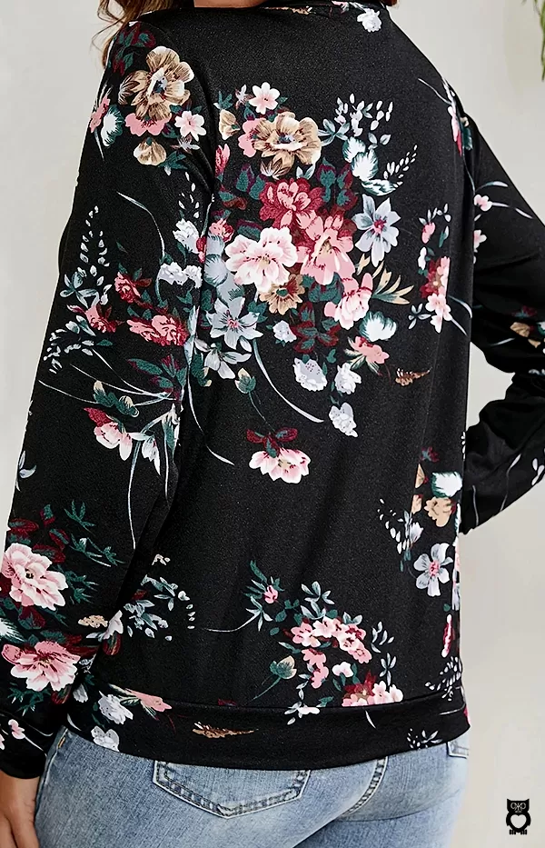Veste noir imprimé floral femme|17,96 €|OKKO MODE