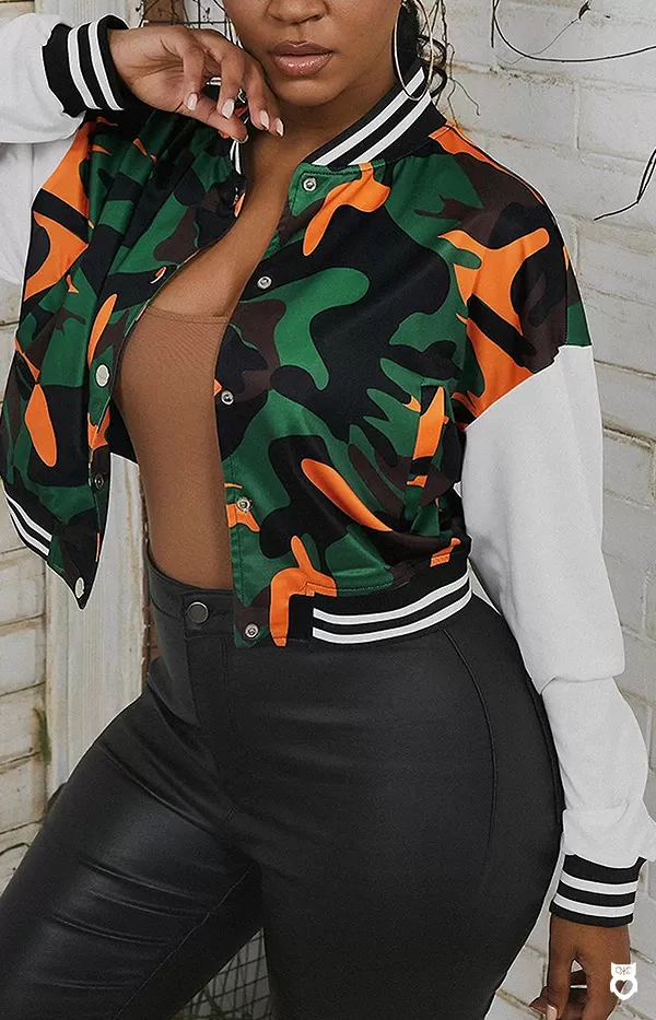 Veste femme baseball style camouflage militaire|17,50 €|OKKO MODE