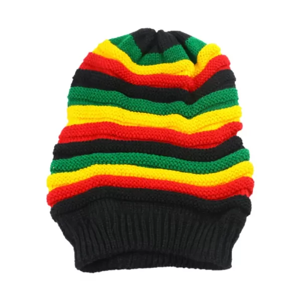 Bonnet rayé multicolore unisexe, chapeaux hip hop, bonnet jamaïcain, mode Bob Marley, Rasta Reggae 2024|3,58 €|OKKO MODE