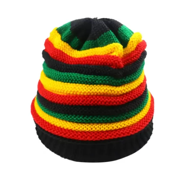 Bonnet rayé multicolore unisexe, chapeaux hip hop, bonnet jamaïcain, mode Bob Marley, Rasta Reggae 2024|3,58 €|OKKO MODE