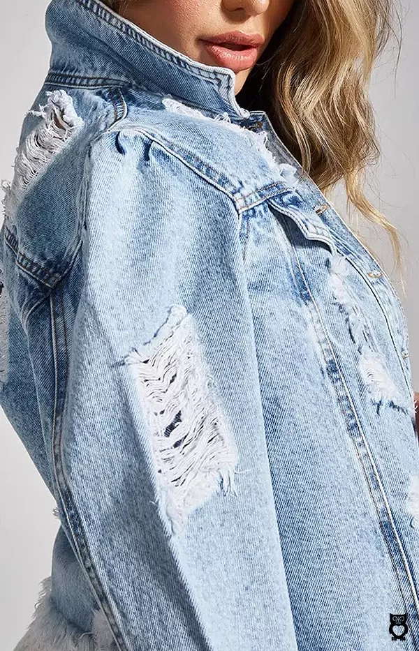 Veste en jean femme en coton, Mode Hipster en Denim casual|34,39 €|OKKO MODE