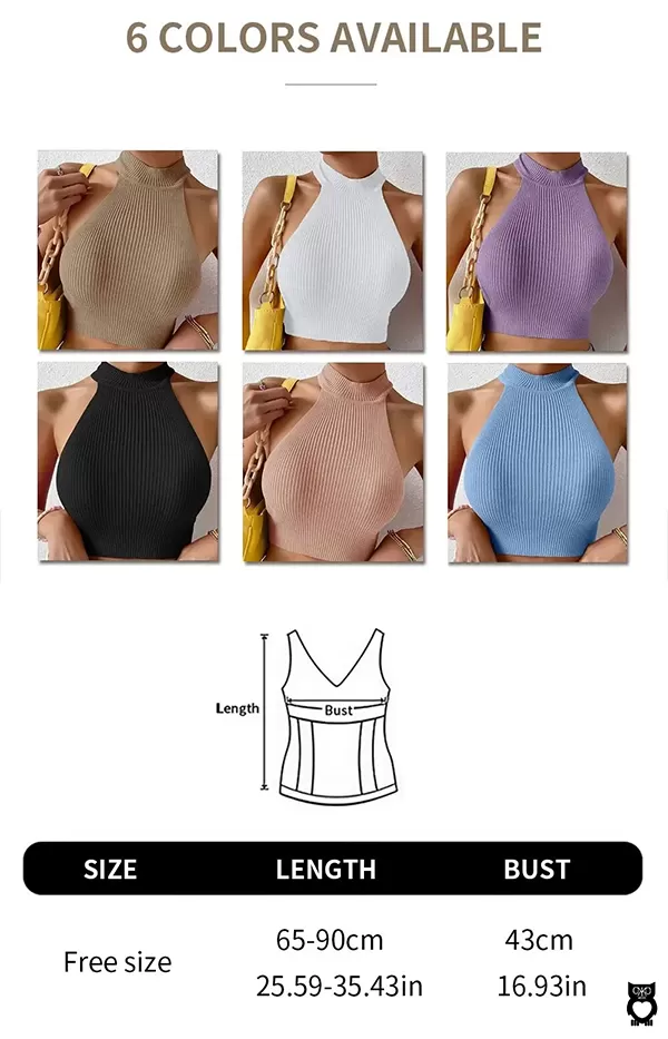 Crop-top femme tricoté à col rond, col roulé ajusté, plusieurs colories|6,95 €|OKKO MODE