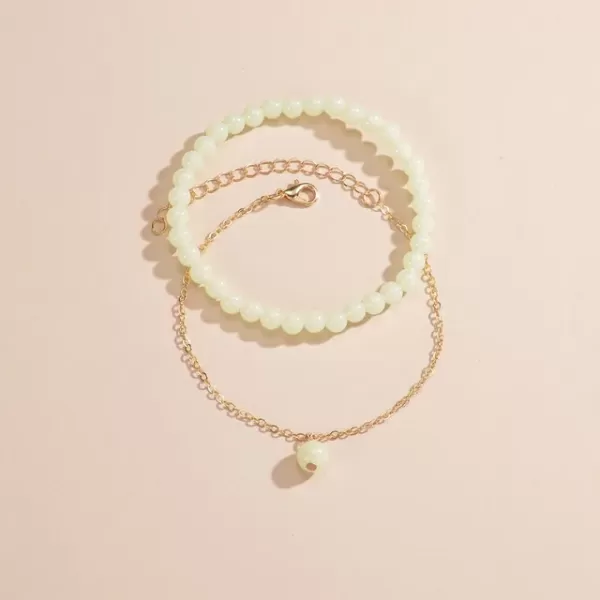 Ensemble de cheville perlé lumineux pour femme, style bohème, plage, 2 pièces fluorescent|3,12 €|OKKO MODE