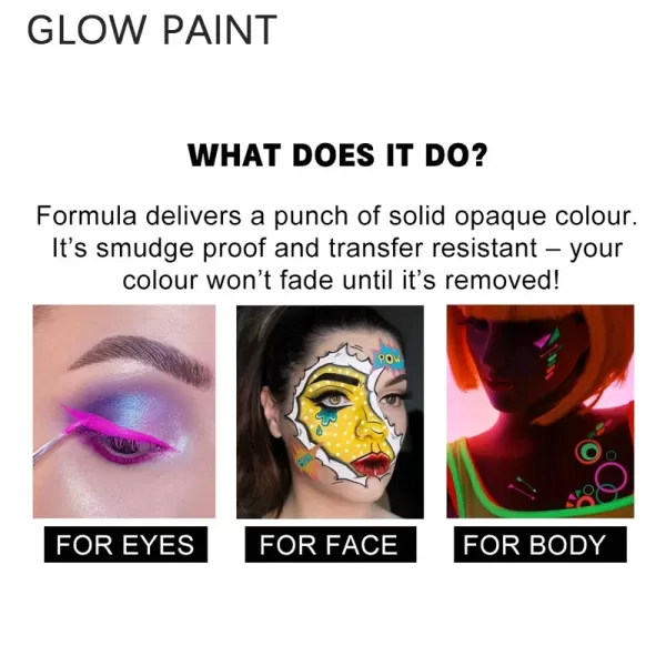 Eyeliner activé par l'eau, lumière UV, néon, visage, corps, lueur, peinture, fête d'Halloween, robe de paupières, beauté, maquil|6,80 €|OKKO MODE