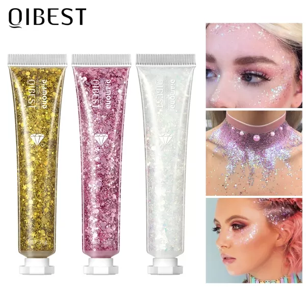 QIBEST-Gel pailmétrage pour le corps, ongles, cheveux, visage, flash, yeux, paillettes, crème, diamant, bijoux, biscuits, maquil|5,71 €|OKKO MODE