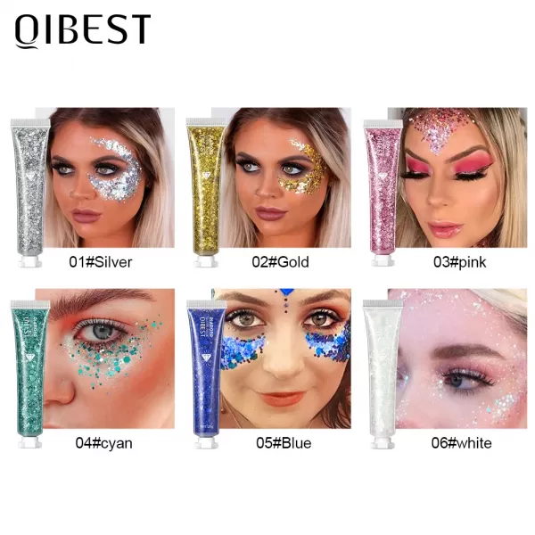 QIBEST-Gel pailmétrage pour le corps, ongles, cheveux, visage, flash, yeux, paillettes, crème, diamant, bijoux, biscuits, maquil|5,71 €|OKKO MODE