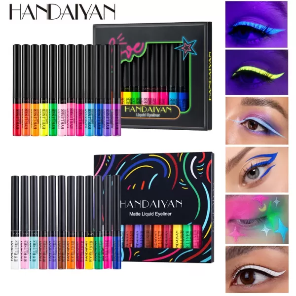Kit de stylos eye-liner néon, pastels légers UV, pastel noir clair, maquillage pour les yeux, étanche, ensemble de crayons eye-l|9,28 €|OKKO MODE