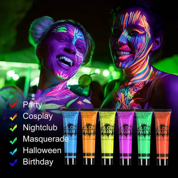 Peinture d'art corporel néon structurels ent pour enfants, outils de fête de maquillage cosplay, peinture UV pour le visage|22,49 €|OKKO MODE