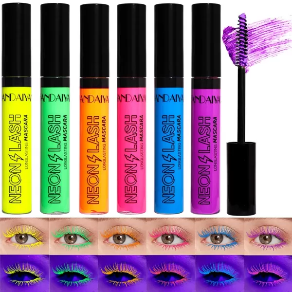 Mascara néon UV, 6 couleurs, 256 couleurs, résistant à l'eau et aux taches, coloré et structurels ent|1,76 €|OKKO MODE