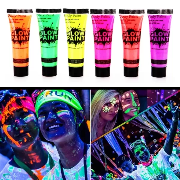 Peinture fluorescente fluo pour le visage et le corps, 6 couleurs, UV, pour fête d'anniversaire, Halloween, outil de maquillage,|5,40 €|OKKO MODE