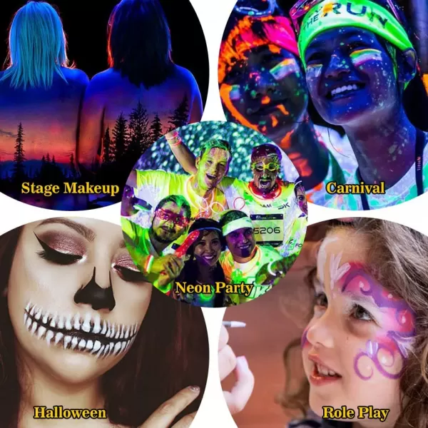Peinture fluorescente pour le visage et le corps maquillage enfant effet phosphorescent avec pochoirs UV néon Art fête d'hallowe|7,98 €|OKKO MODE