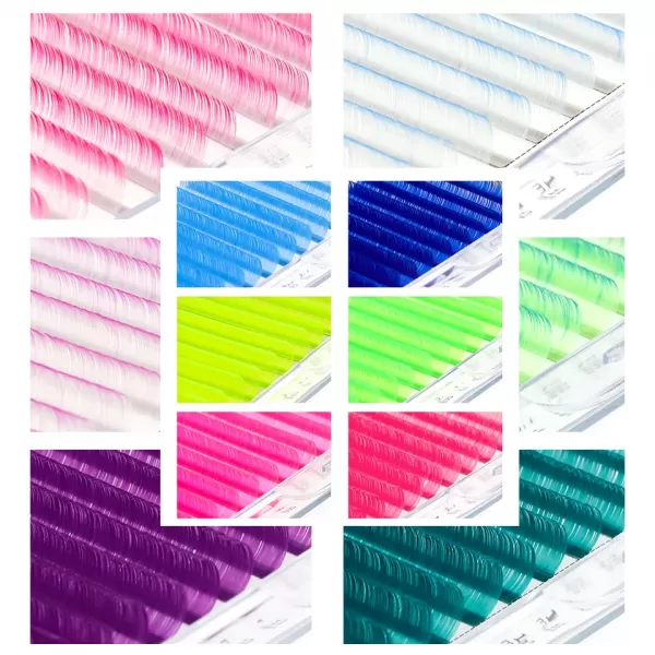 Extension de cils UV Fluorescent, orange, violet, vert, bleu, rose, ombré, arc-en-ciel coloré, volume individuel|4,10 €|OKKO MODE