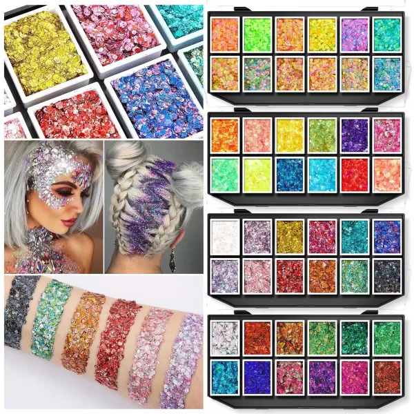 Paillettes de Noël décoratives pour le corps, crème holographique Shoous, multicolore, paillettes épaisses UV, palette de pâte d|18,81 €|OKKO MODE