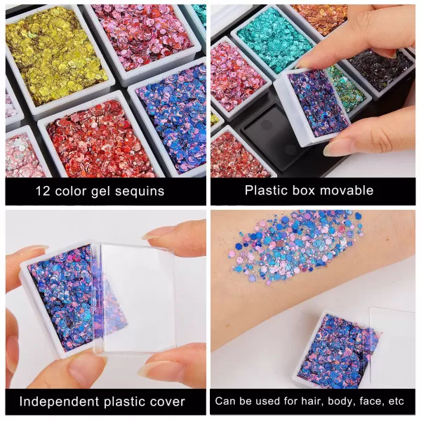 Paillettes de Noël décoratives pour le corps, crème holographique Shoous, multicolore, paillettes épaisses UV, palette de pâte d|18,81 €|OKKO MODE