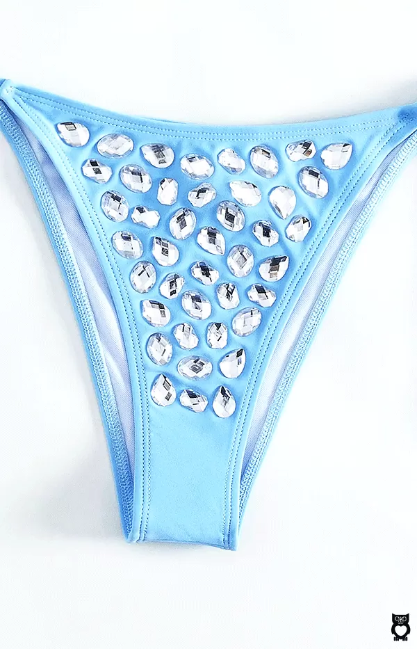 Maillot de bain Bleu à lacets avec Strass pour femme, ensemble de bikini sexy col licou bleu, diamant, brésilien collection 2024|13,06 €|OKKO MODE