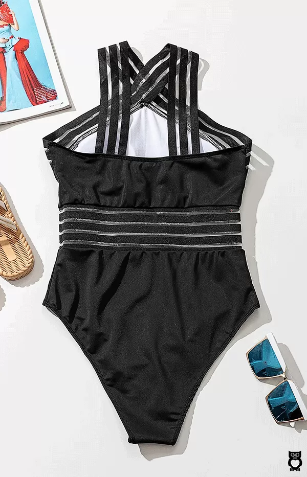 Maillot de bain une pièce femme, maille épissée et push-up, col licou, monokini, vêtements de plage 2024|18,85 €|OKKO MODE