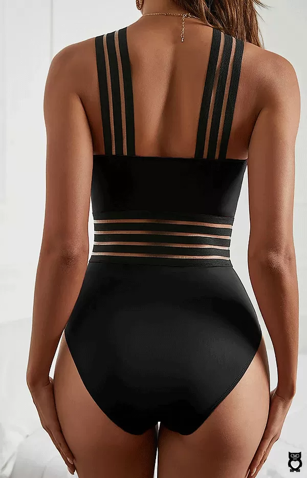 Maillot de bain une pièce femme, maille épissée et push-up, col licou, monokini, vêtements de plage 2024|18,85 €|OKKO MODE