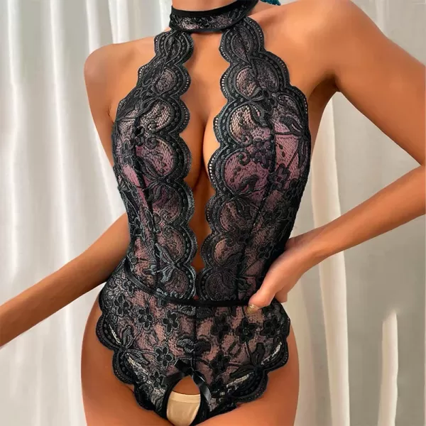 Body rouge ouvert sexy pour femme, sous-vêtement noir en dentelle, lingerie de nuit corset|3,70 €|OKKO MODE