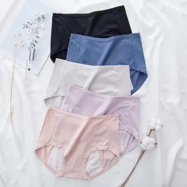 Culotte menstruelle taille haute pour femme, slip physiologique en coton, pantalon menstruel, sous-vêtement femme, 5 pièces par|27,59 €|OKKO MODE
