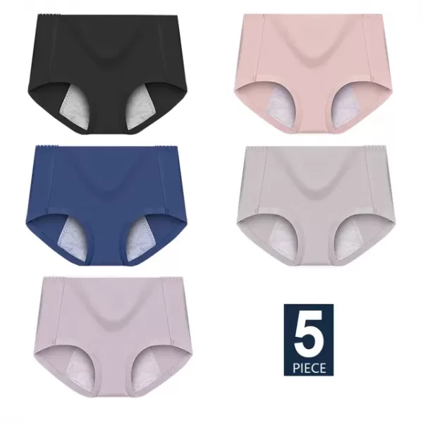 Culotte menstruelle taille haute pour femme, slip physiologique en coton, pantalon menstruel, sous-vêtement femme, 5 pièces par|27,59 €|OKKO MODE