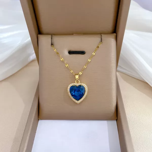 Collier Unique Cœur Bleu : Idée Cadeau Femme Anniversaire Inoubliable!|7,07 €|OKKO MODE